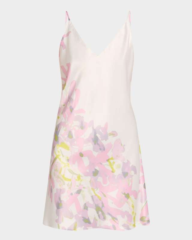 Sumi-E Floral-Print Charmeuse Chemis